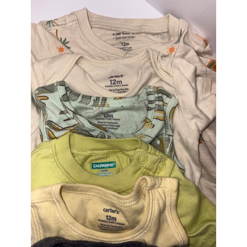 Baby‎ Boys Bodysuit Bundle of 10!! 12 Months Carter's Garanimals Cute Fun Prints - Picture 7 of 7